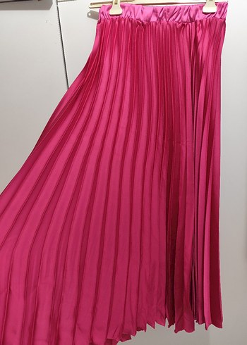 H&M Pembe Pilili Uzun Kadın Etek