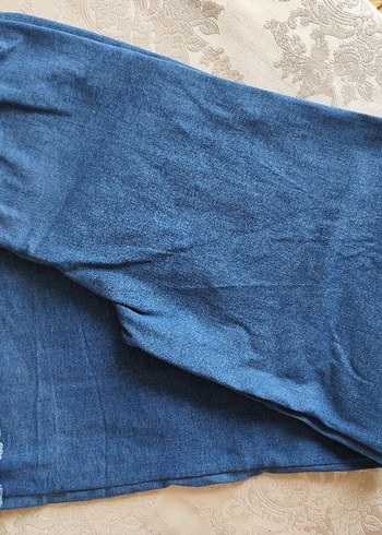 Kadın Lacivert Salaş Midi Denim Pantolon