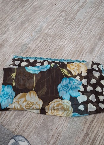 Mavi Fırfırlı Bohem Kadın Fuları - Görsel 2