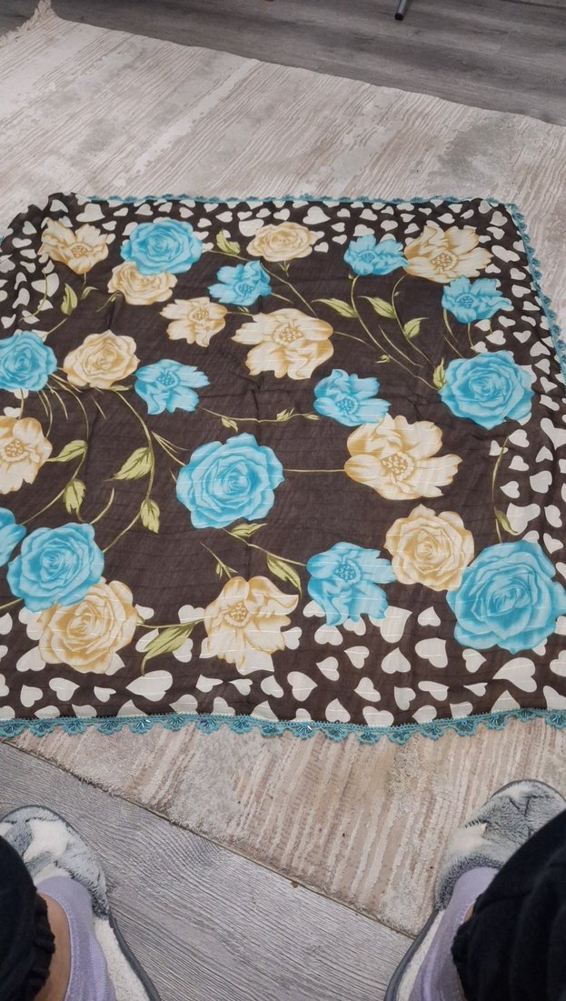 Mavi Fırfırlı Bohem Kadın Fuları - Görsel 3