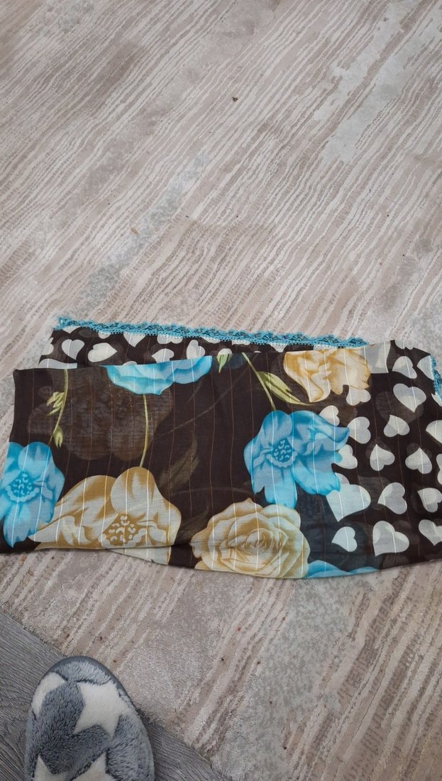 Mavi Fırfırlı Bohem Kadın Fuları - Görsel 2