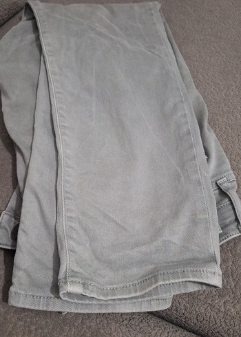 Gri Mini Düğmeli Denim erkek pantalon - Görsel 5