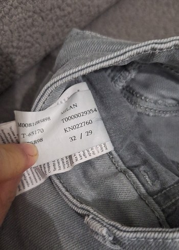 Gri Mini Düğmeli Denim erkek pantalon - Görsel 3