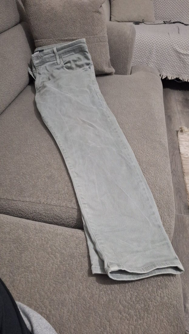 Gri Mini Düğmeli Denim erkek pantalon - Görsel 4