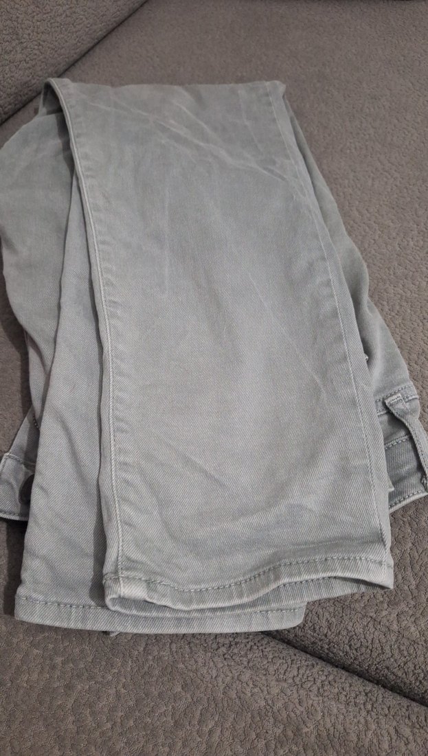 Gri Mini Düğmeli Denim erkek pantalon - Görsel 5