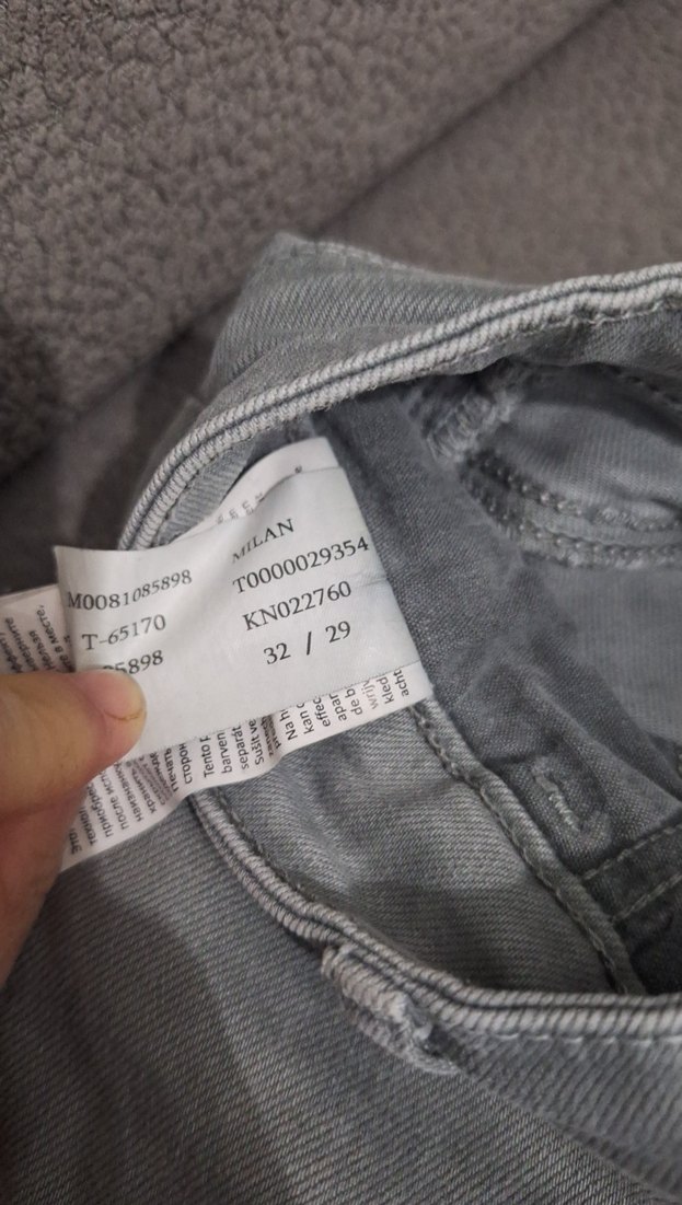 Gri Mini Düğmeli Denim erkek pantalon - Görsel 3