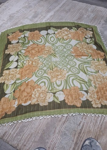 Kadın Bohem Fular, Fırfırlı, Bej ve Gri - Görsel 2