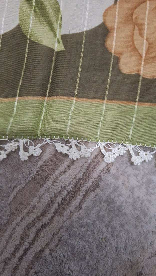 Kadın Bohem Fular, Fırfırlı, Bej ve Gri - Görsel 3