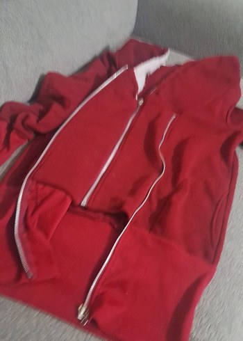 Kırmızı Fermuarlı Kadın Ceket - Görsel 3