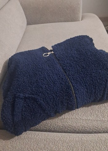 Mavi Kadın Midi Boy Fermuarlı Kaban - Görsel 2