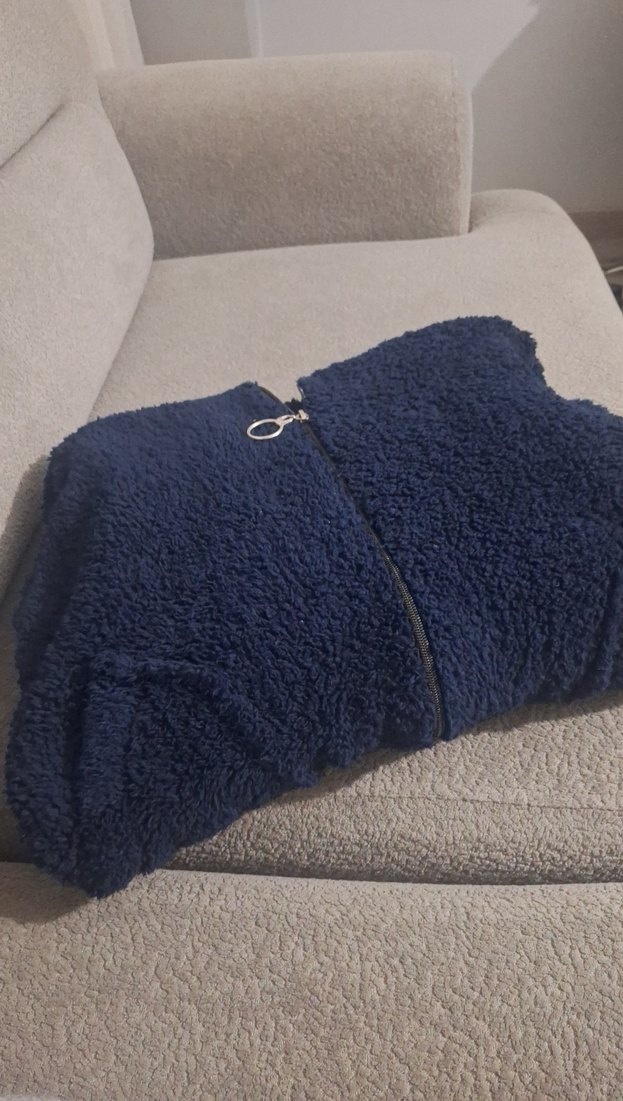 Mavi Kadın Midi Boy Fermuarlı Kaban - Görsel 2