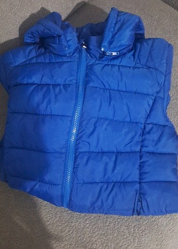 Çocuk Mavi Kapüşonlu Kış Montu - Görsel 2