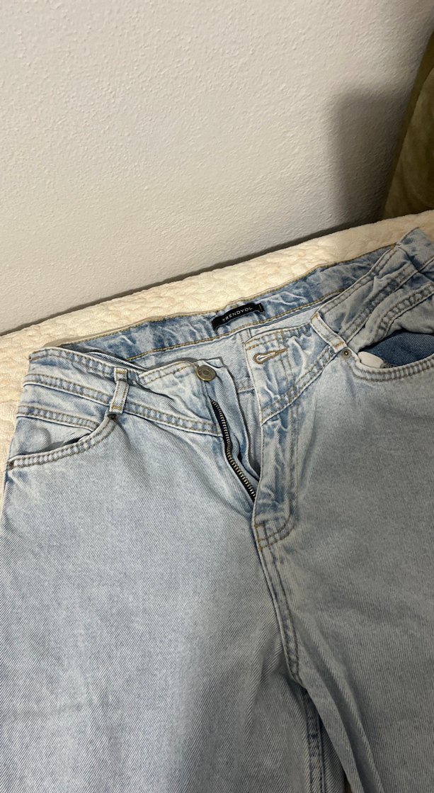 Gri Mavi Kadın Denim Bol Kesim Pantolon - Görsel 2