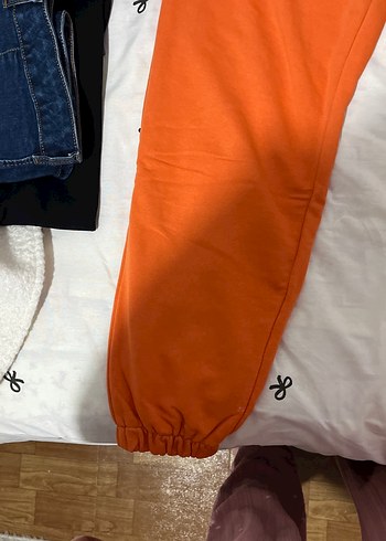 Turuncu Baskılı Fermuarlı Kadın Eşofman Altı - Görsel 2