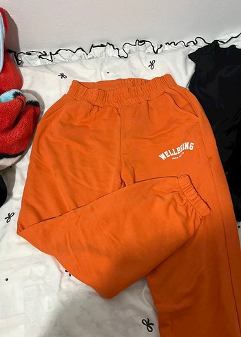 Turuncu Baskılı Fermuarlı Kadın Eşofman Altı - Görsel 3