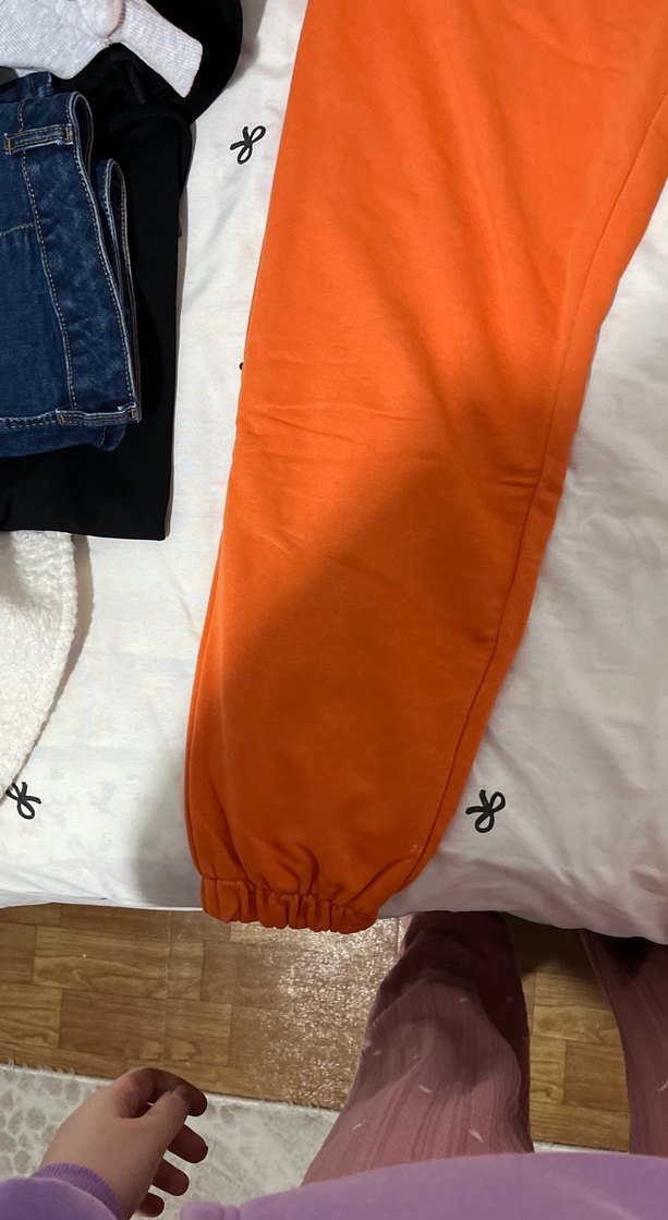 Turuncu Baskılı Fermuarlı Kadın Eşofman Altı - Görsel 2