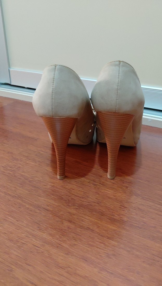 Bej Fiyonklu Stiletto Topuklu Kadın Abiye Ayakkabı - Görsel 2