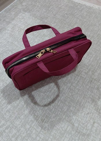 Bordo Fermuarlı Kadın kozmetik çantasi - Görsel 5