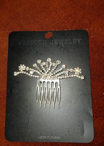 Beyaz Taşlı Metal Saç Tarağı - Görsel 2