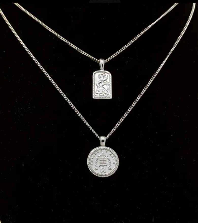 çift katmanlı şık erkek Kolye - Görsel 2