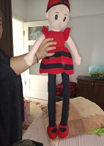 Kırmızı Siyah amigurumi 1 metrelik Bebek - Görsel 2