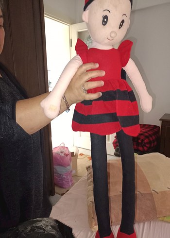 Kırmızı Siyah amigurumi 1 metrelik Bebek - Görsel 3