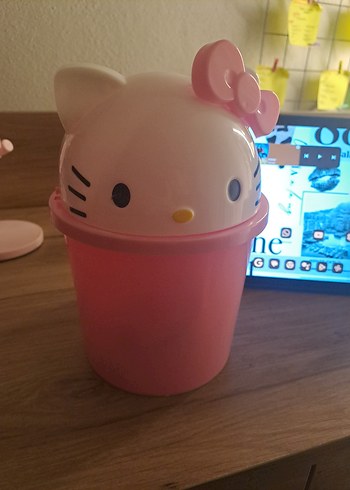 Pastel Pembe Hello Kitty Çöp kovası - Görsel 2