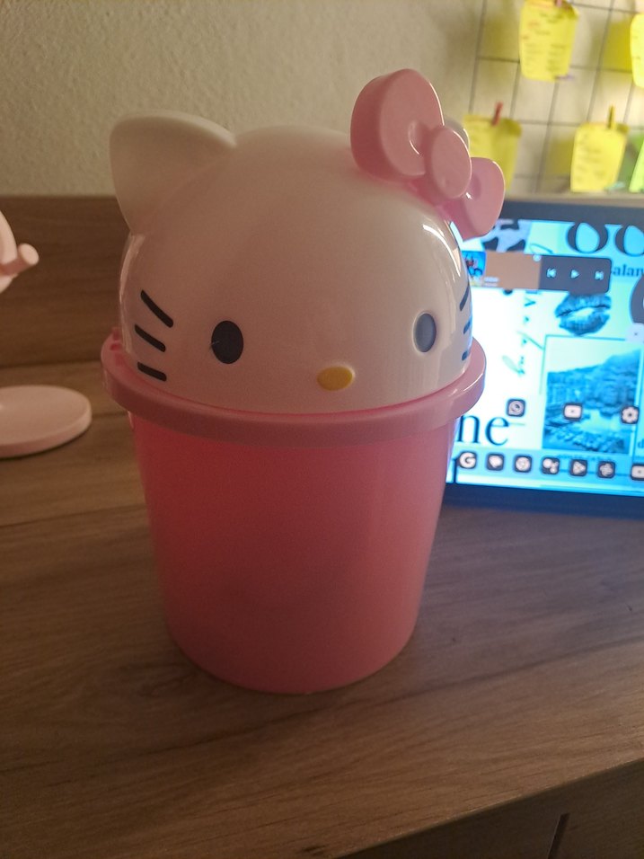 Pastel Pembe Hello Kitty Çöp kovası - Görsel 2