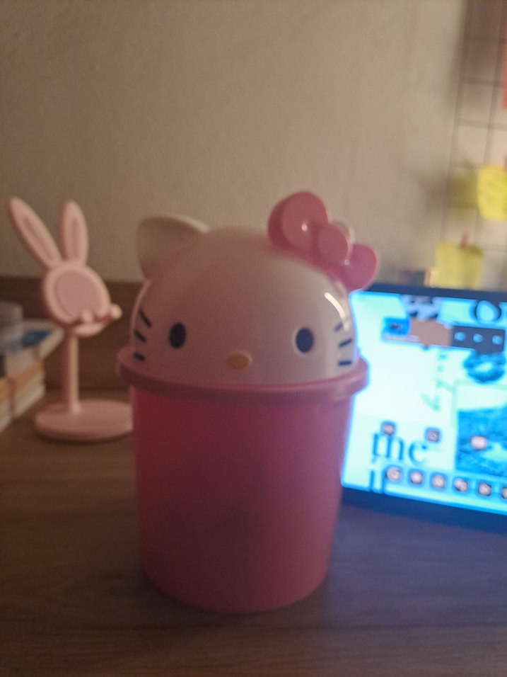 Pastel Pembe Hello Kitty Çöp kovası - Görsel 3