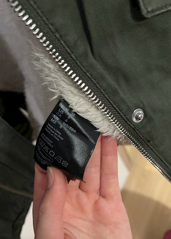 H&M Haki Kadın Mont, Kürklü Kapüşonlu, H&M