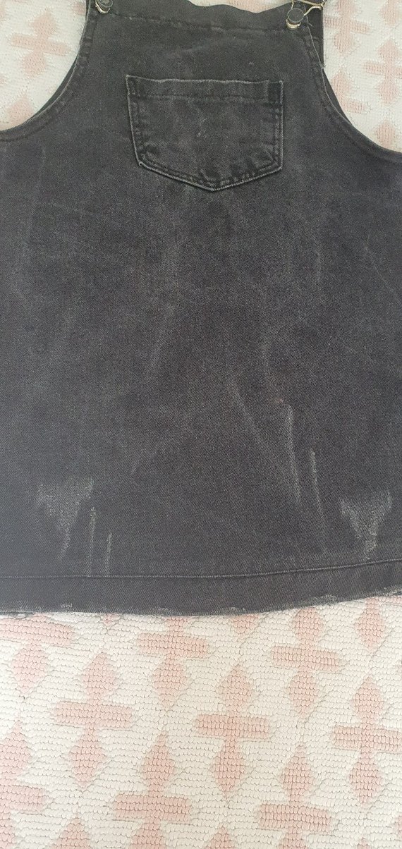 Kadın Gri Denim Kısa Askılı Tulum - Görsel 2