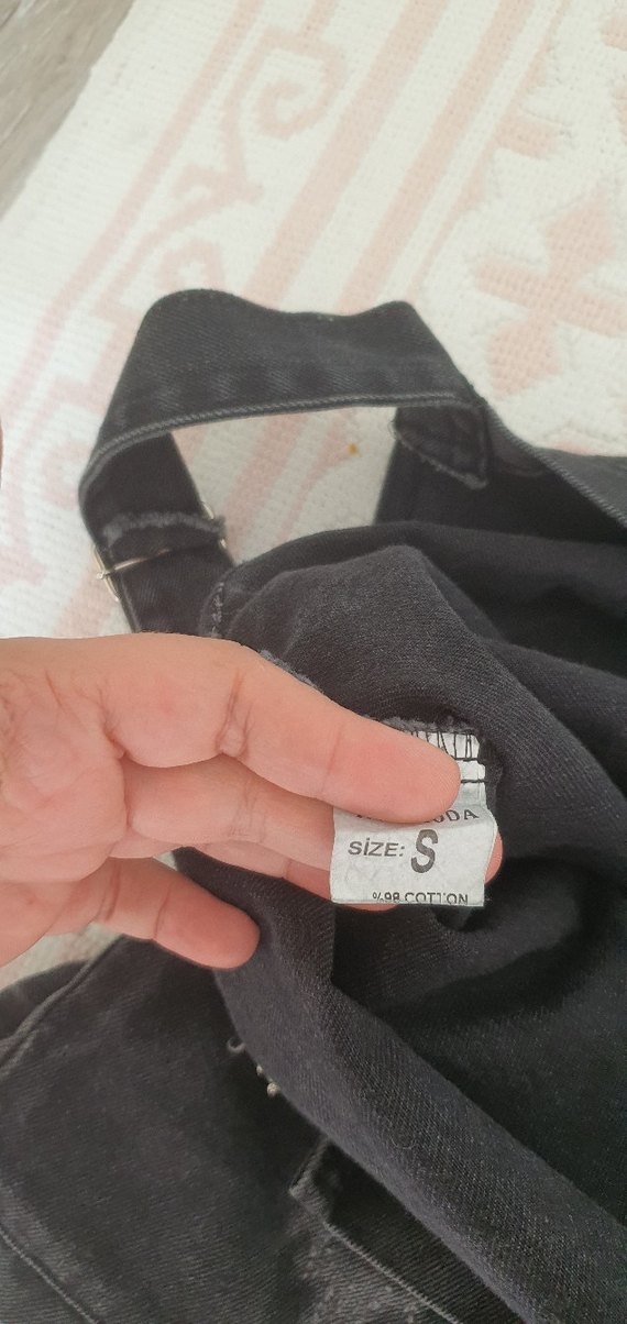 Kadın Gri Denim Kısa Askılı Tulum - Görsel 3