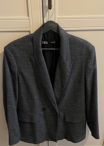 Zara Gri Ekose Blazer Ceket