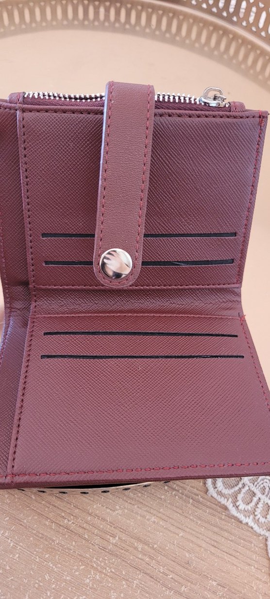 Bordo Deri Kadın Cüzdanı Tokalı - Görsel 3