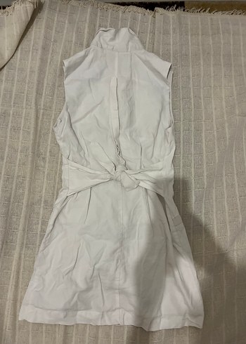 Düğmeli Beyaz Keten Midi Kadın yelek - Görsel 2