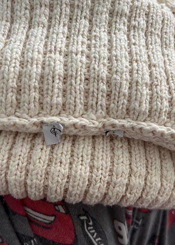 Stradivarius Bej Bohem Örgü Kadın Kazak - Görsel 3