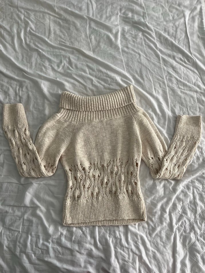 Stradivarius Bej Bohem Örgü Kadın Kazak - Görsel 2