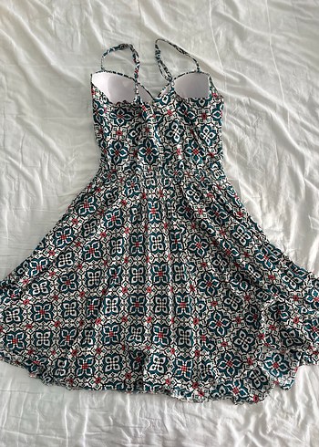 Cream &Rouge Çok Renkli Bohem Pilili Midi Elbise - Görsel 2