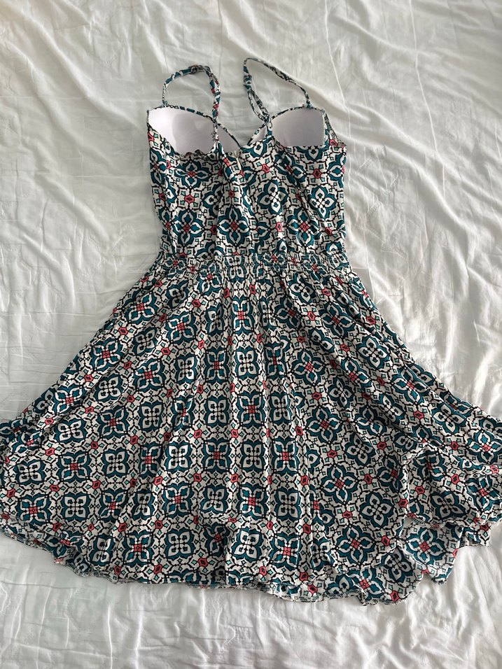 Cream &Rouge Çok Renkli Bohem Pilili Midi Elbise - Görsel 2