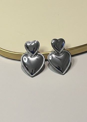 Klasik Zarif Kalp Çelik Küpeler - Görsel 3