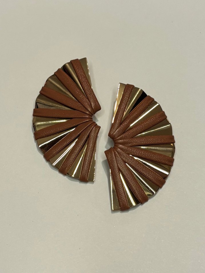 Vintage Pilili Deri Detaylı Kadın Küpeler - Görsel 2