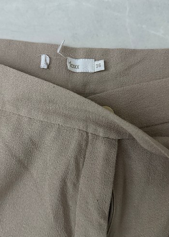 36 Beden Bej Kemerli Kadın Kumaş Pantolon