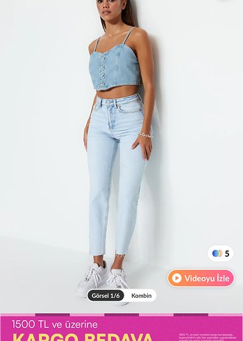 Trendyol & Milla Mavi Yüksek Bel Dar Kesim Bayan Jean