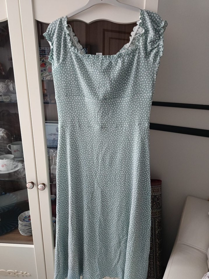 Gri Bohem Midi Elbise - Görsel 4