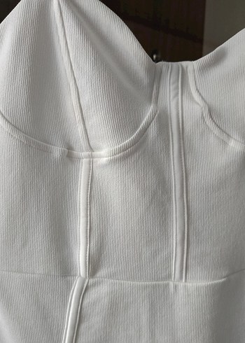 Beyaz İnce Askılı Midi Elbise - Görsel 4