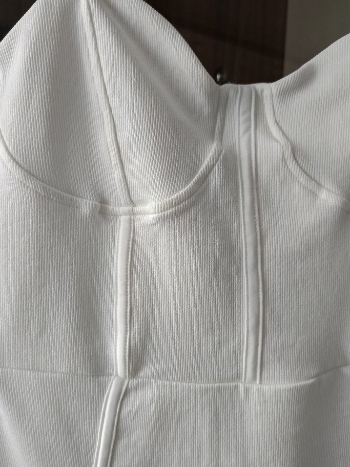 Beyaz İnce Askılı Midi Elbise - Görsel 4
