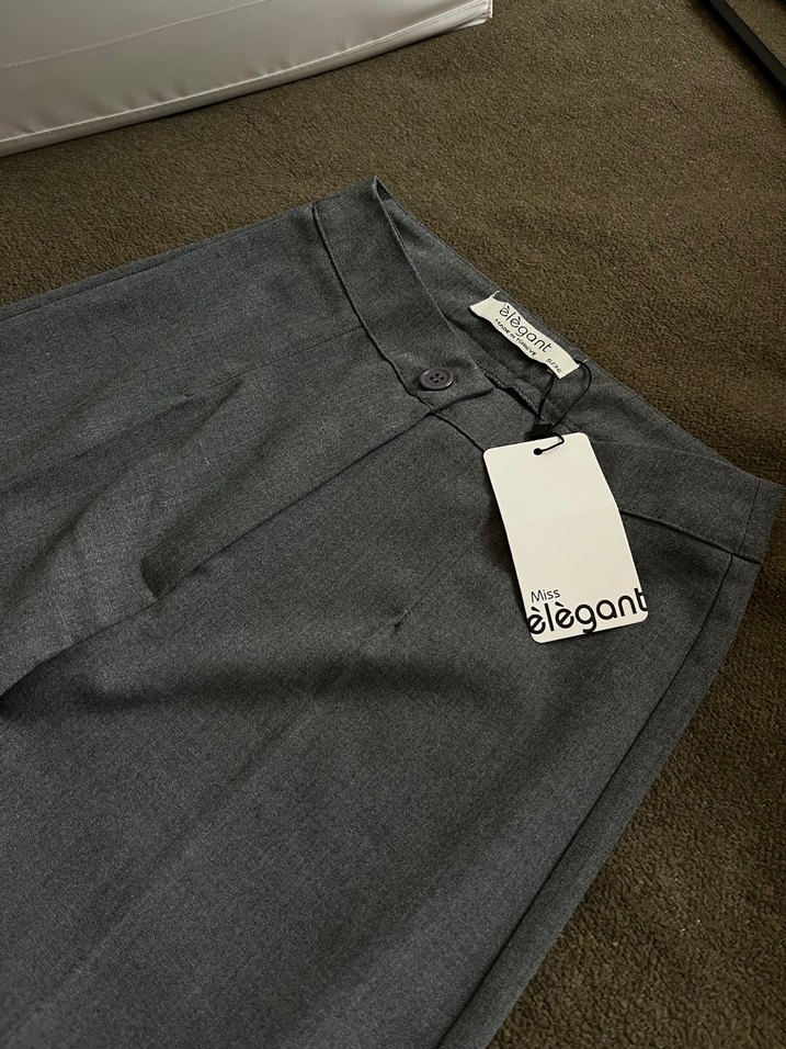 Gri Geniş Paça Pantolon Plazo — görsel 3/4