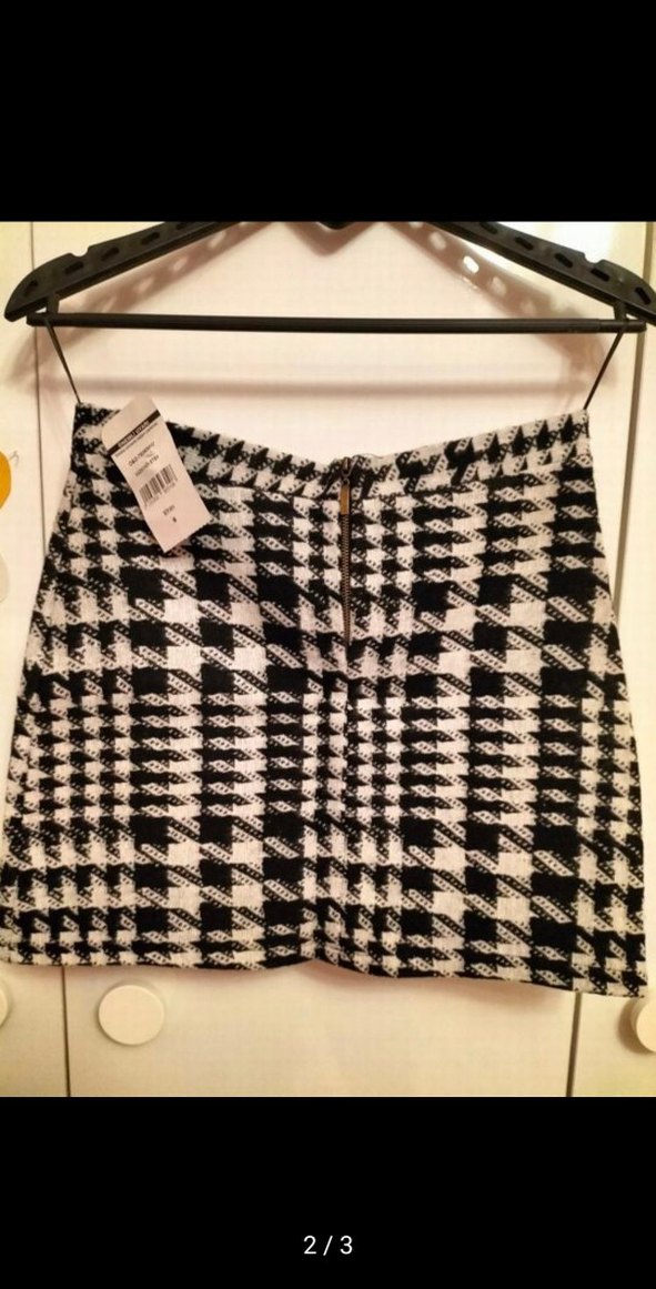 Gri Ekose Örgü Mini Etek - Görsel 2