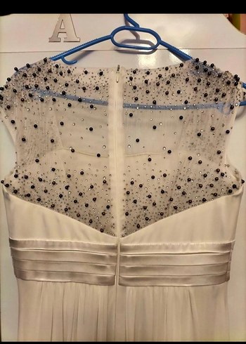 Bej Drapeli Uzun Abiye Elbise - Görsel 4