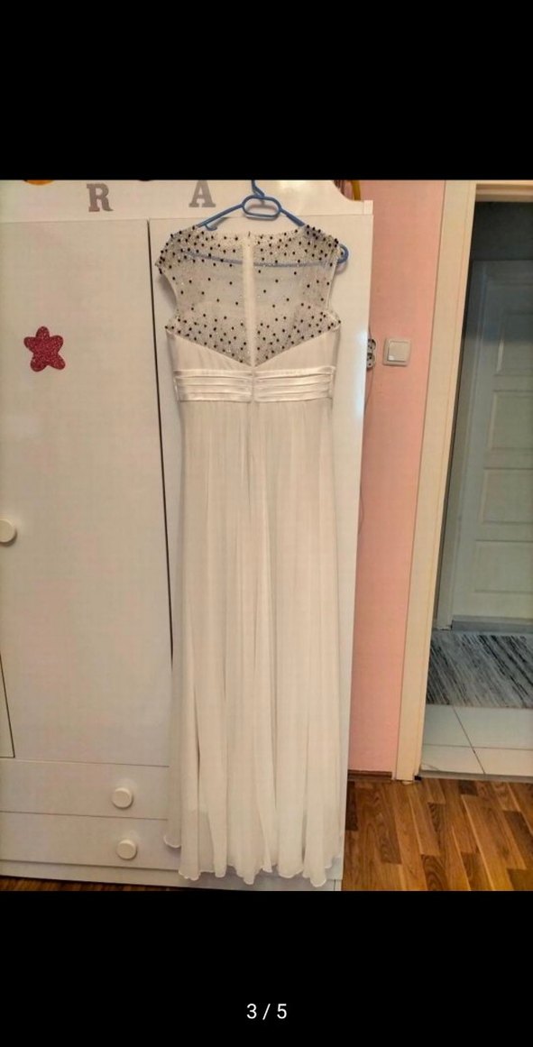 Bej Drapeli Uzun Abiye Elbise - Görsel 3